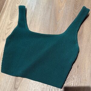 Aritzia Teal Ribbed Crop Top